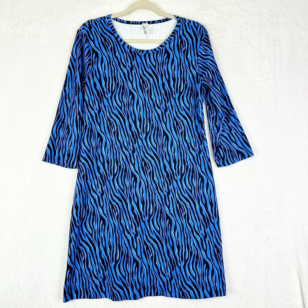 Lulu B Zebra Travel Dress Size Medium Shift 3/4 SleeveUPF 50+ EUC